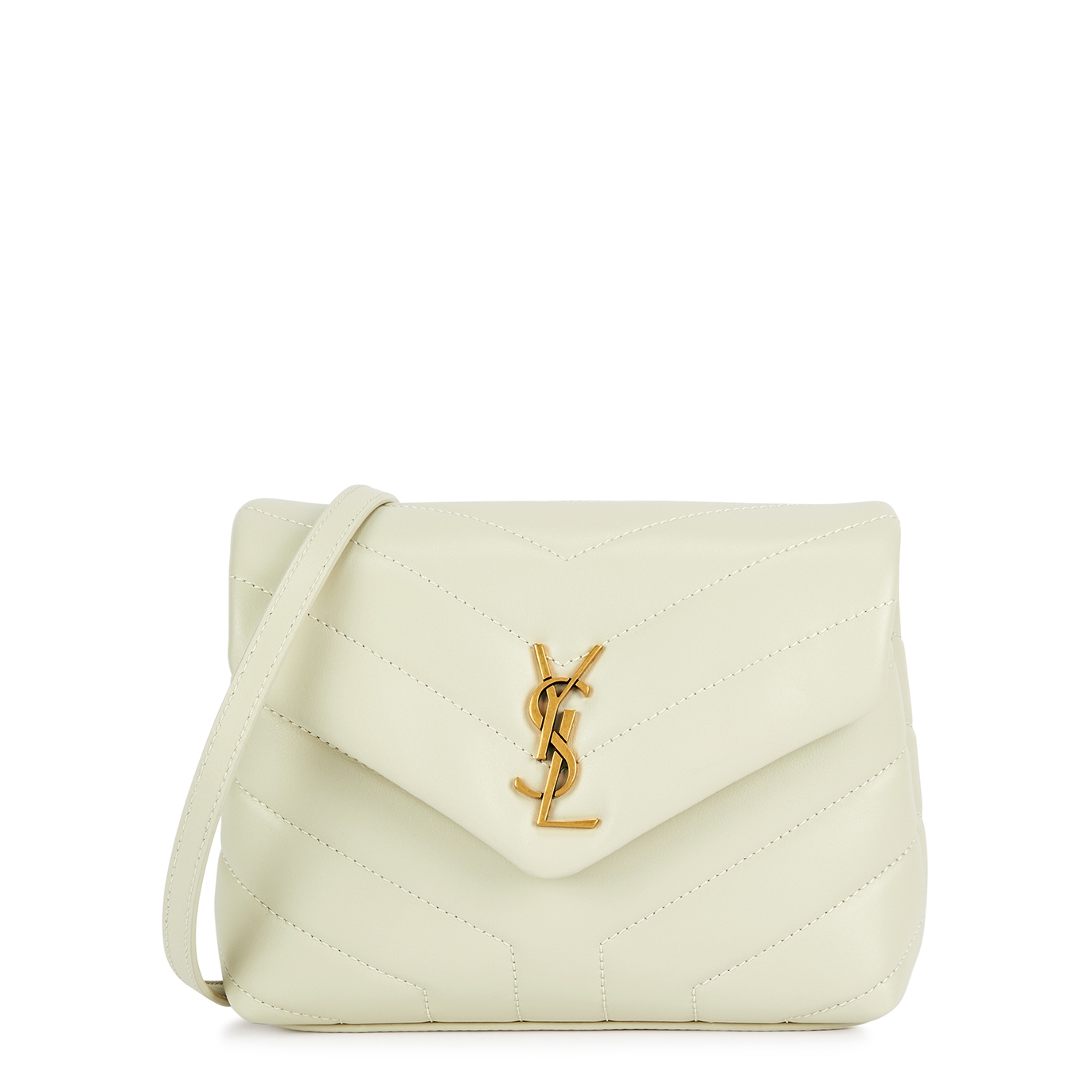 Saint Laurent Loulou Toy Leather Cross-body Bag, Bag, White - Silver