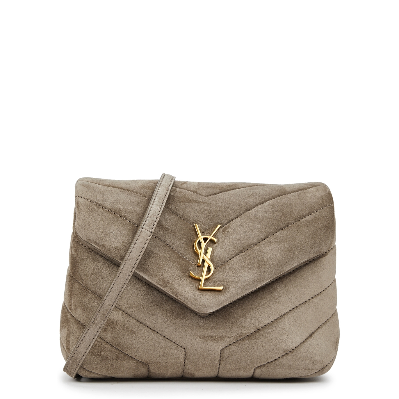 Saint Laurent Loulou Toy Quilted Suede Cross-body Bag - Taupe