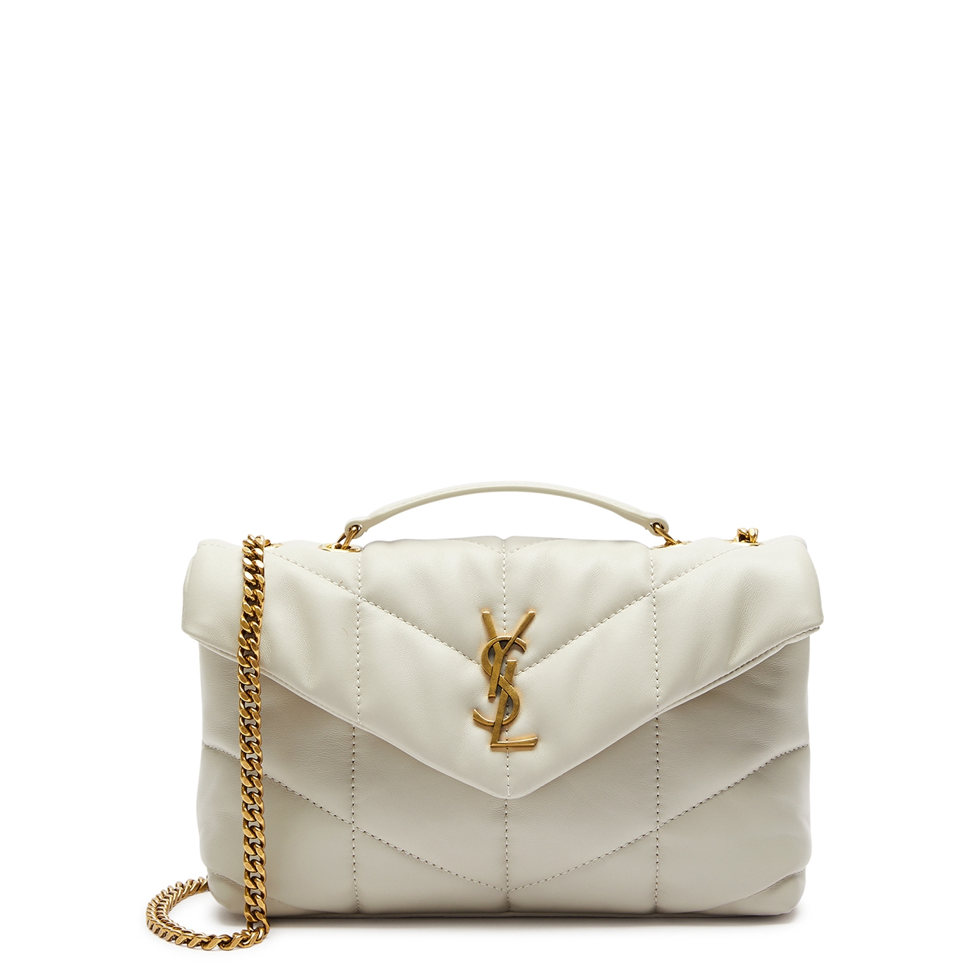 Saint Laurent Puffer Toy Quilted Leather Shoulder Bag - White
