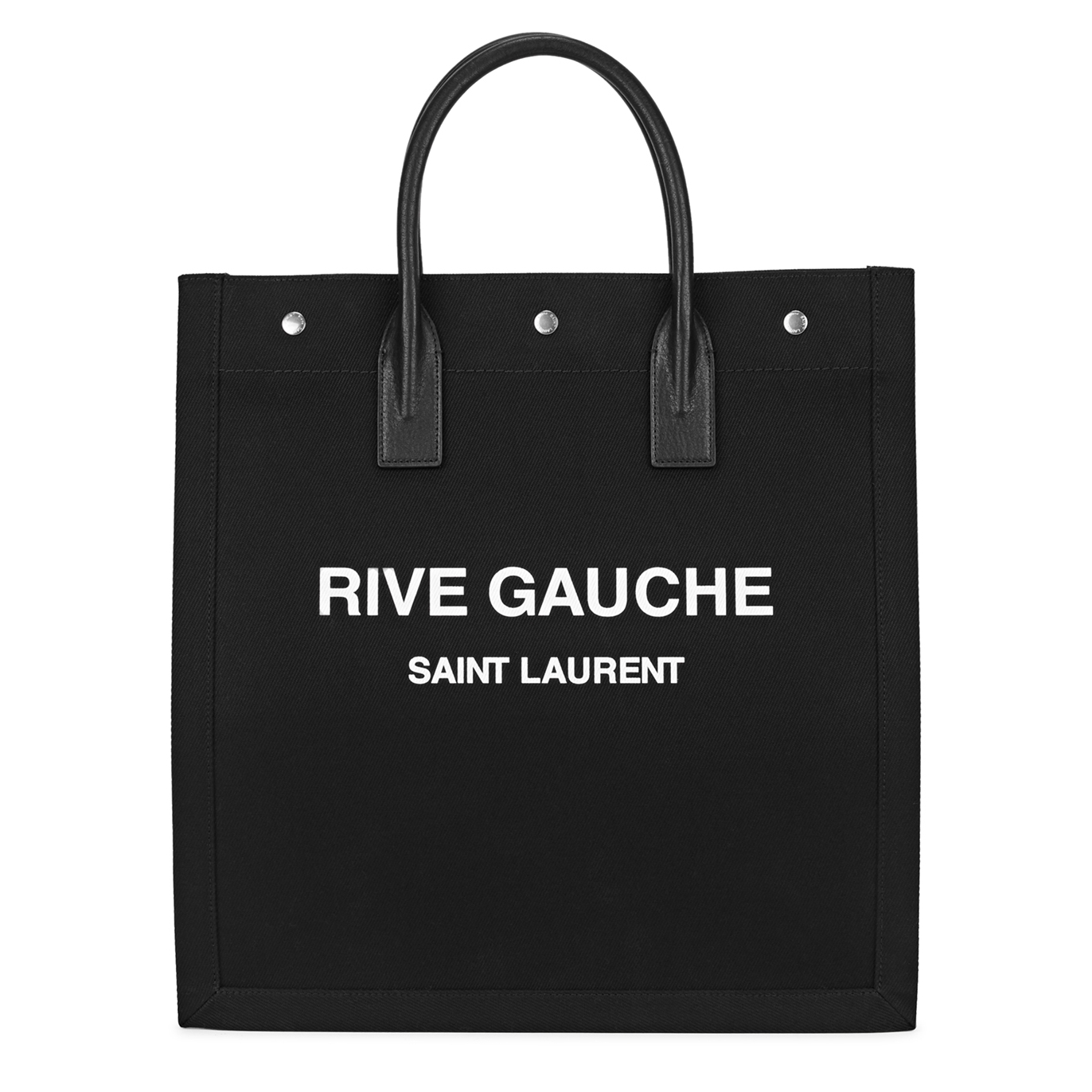 Saint Laurent Rive Gauche Black Canvas Tote, Tote Bag, Black, Canvas