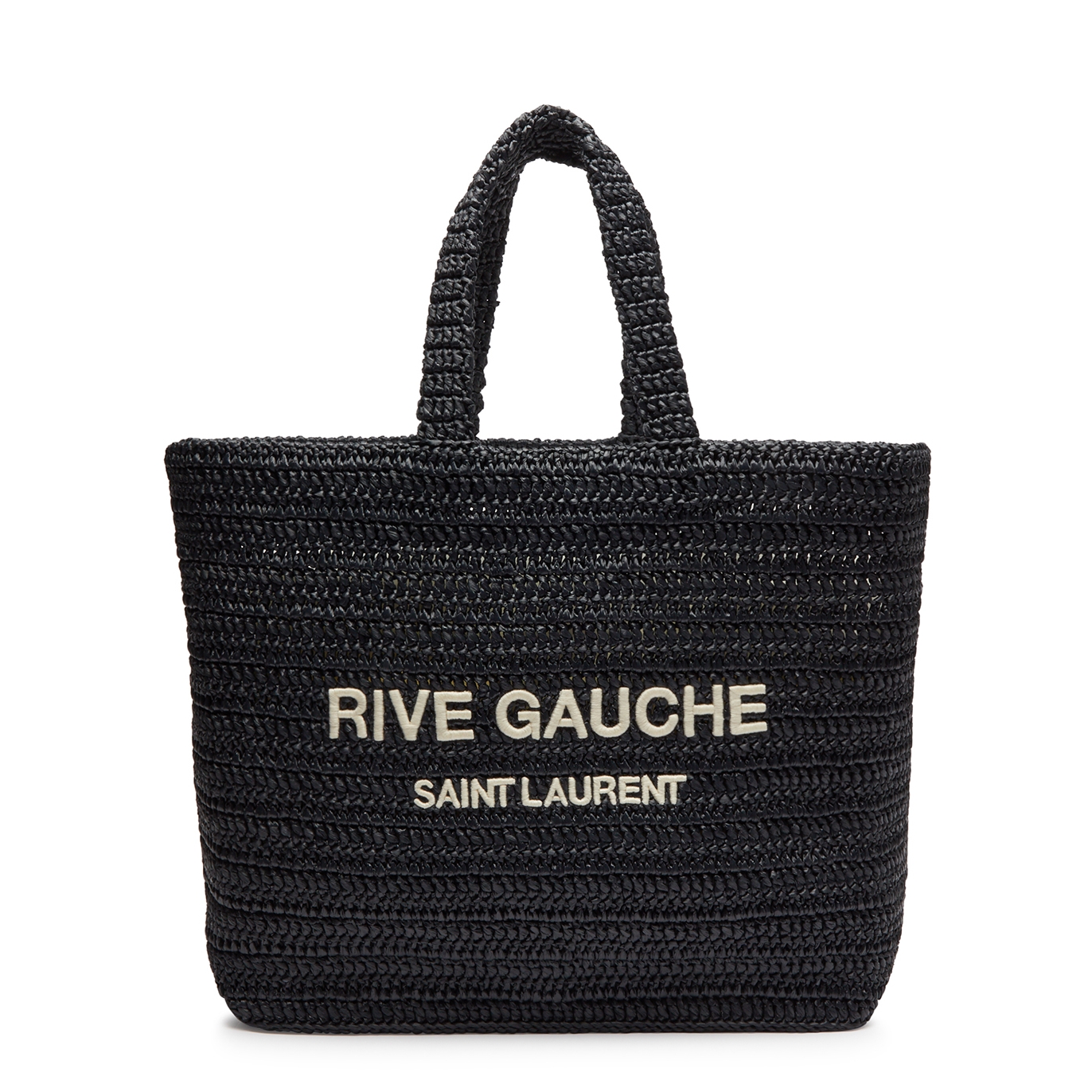 Saint Laurent Rive Gauche Raffia Tote - Black And White