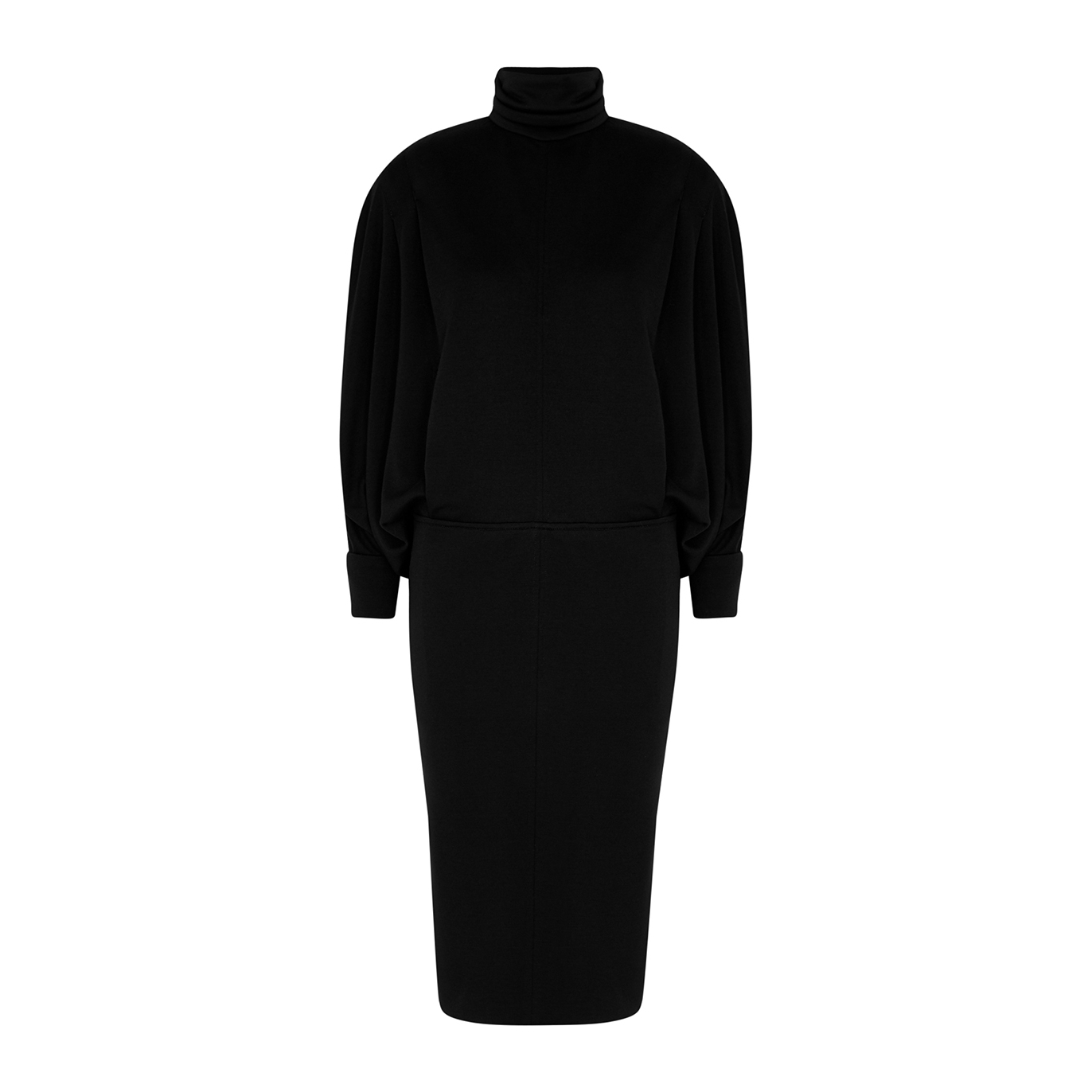 Saint Laurent Roll-neck Wool Dress - Black - 10
