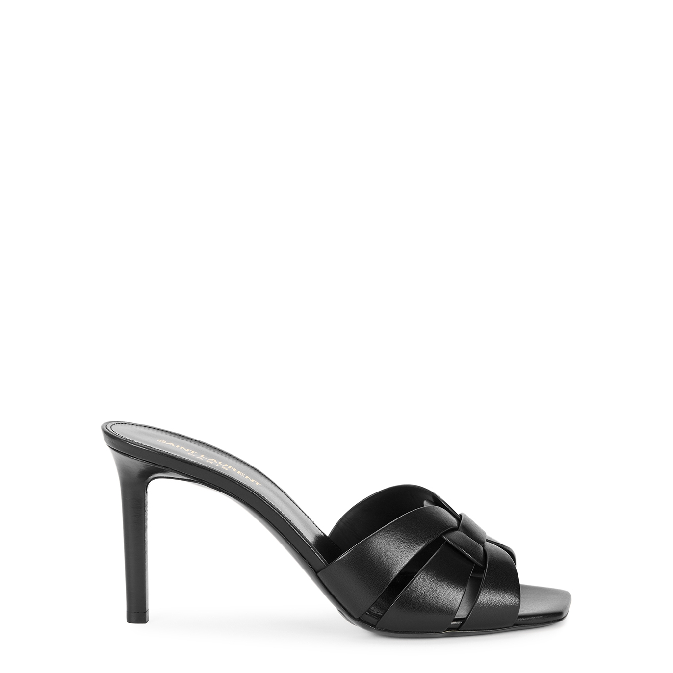 Saint Laurent Tribute 85 Black Leather Mules, Mules, Knotted Strap - 3