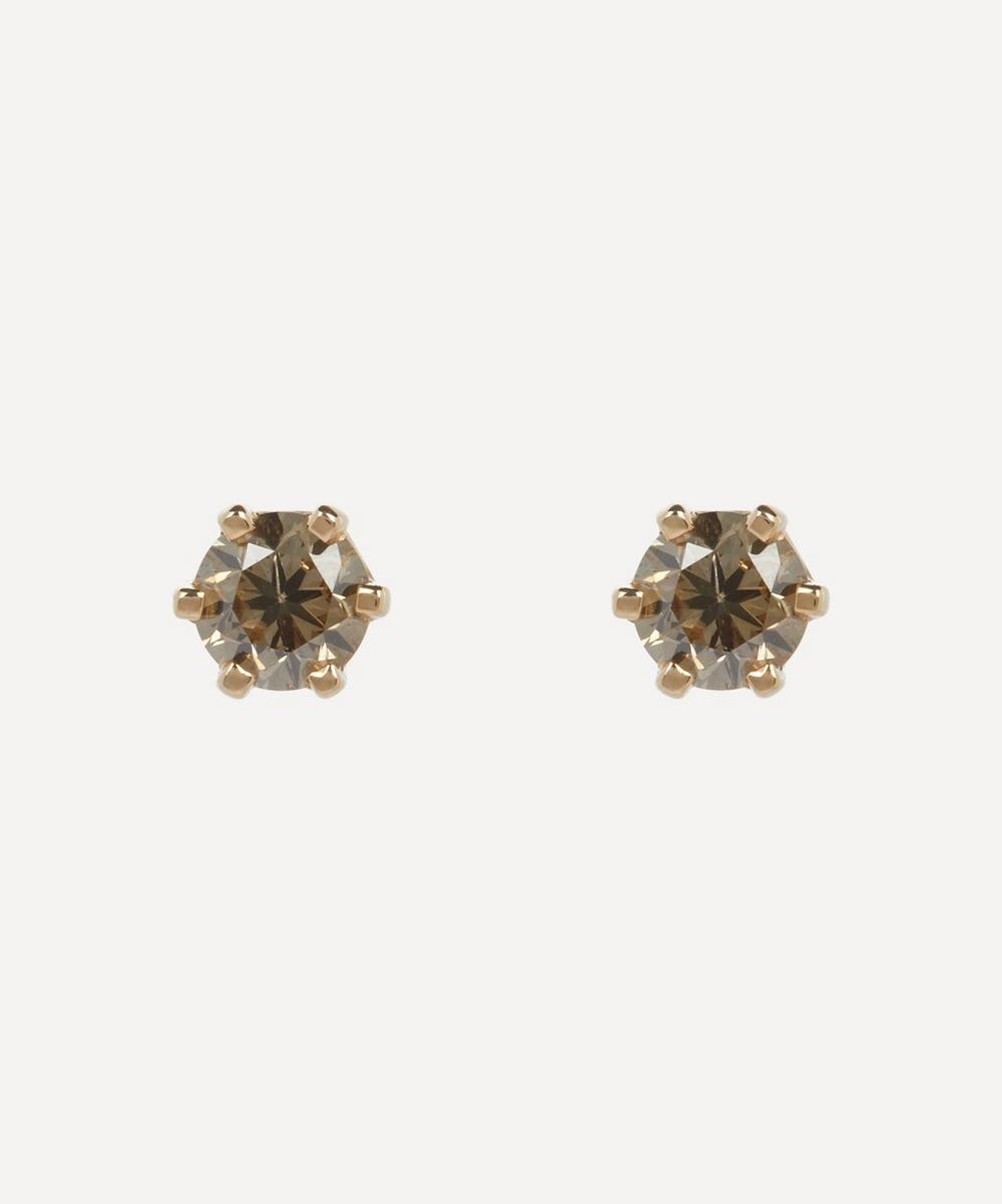Satomi Kawakita 14ct Gold 3.5mm Brown Diamond Stud Earrings