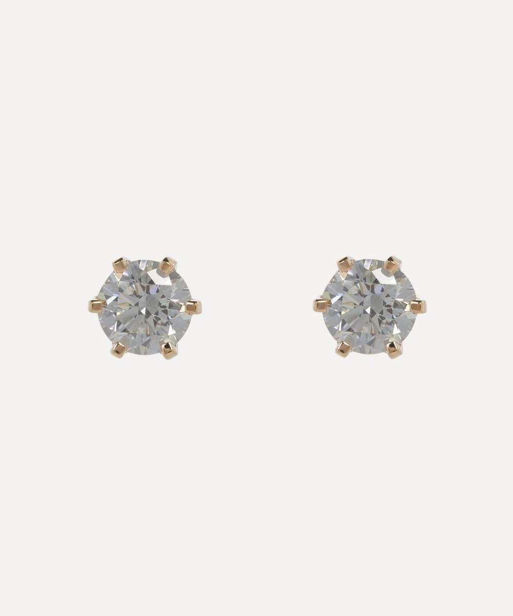 Satomi Kawakita 14ct Gold 4mm White Diamond Stud Earrings