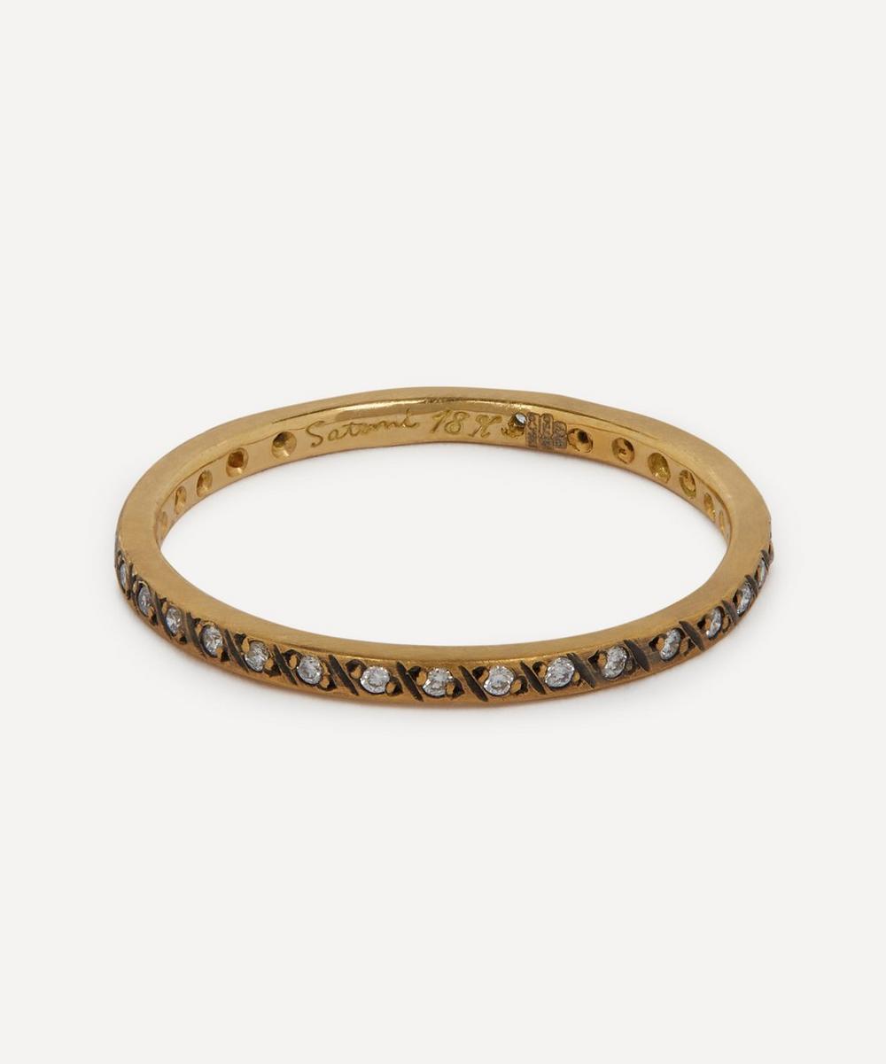 Satomi Kawakita 18ct Gold Diagonal Antiqued Diamond Ring