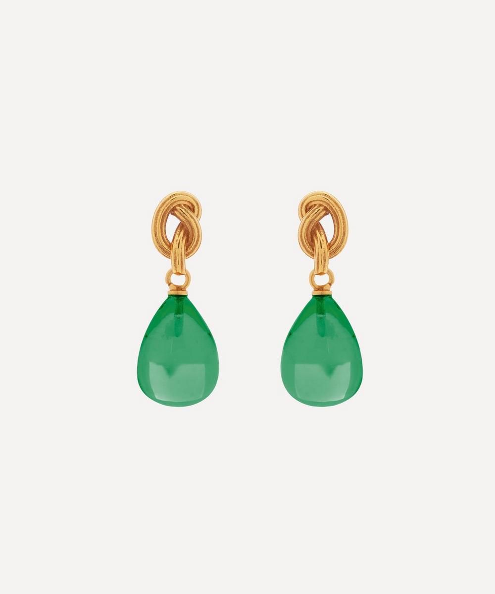 Shyla Gold-plated Synthea Glass Stone Drop Earrings