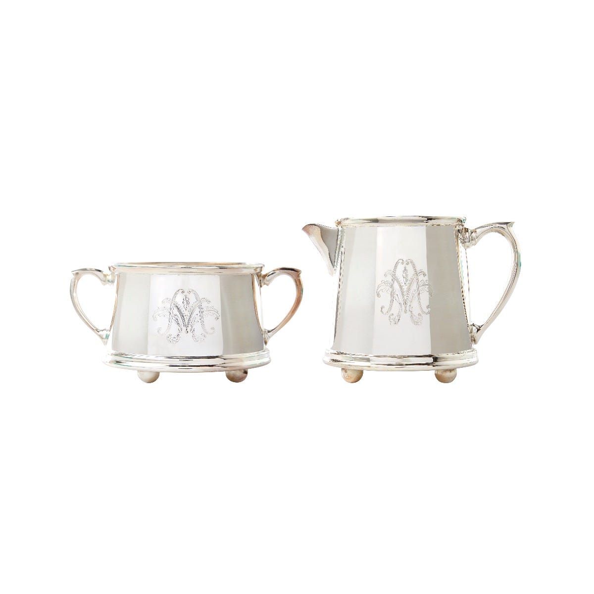 Silver-Plated Monogram Milk Jug & Sugar Bowl Set, Fortnum & Mason