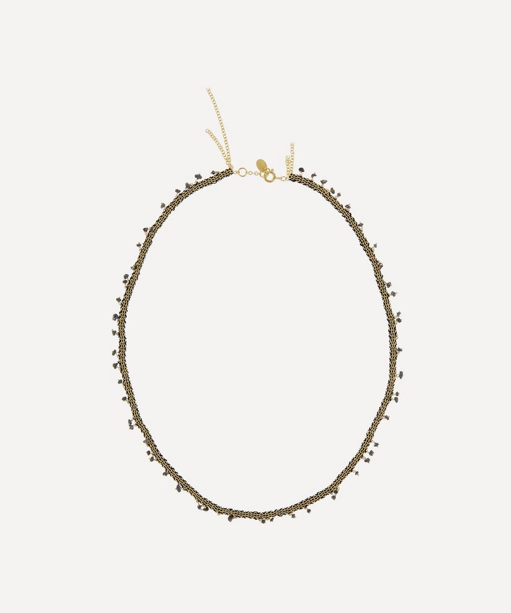 Stephanie Schneider Gold-plated Black Diamond Woven Chain Necklace