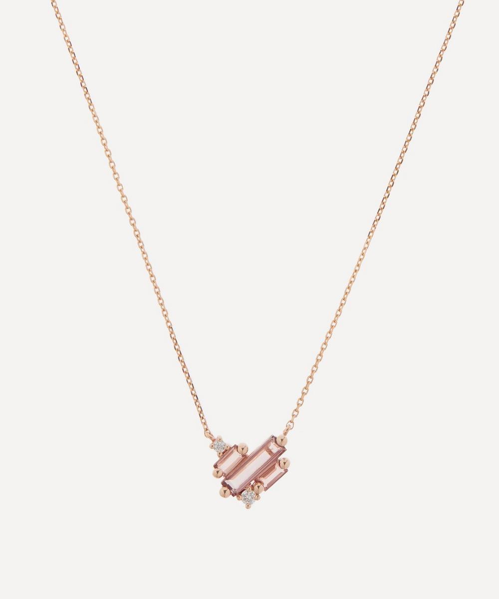 Suzanne Kalan 14ct Rose Gold Multi-stone Mini Heart Cluster Pendant Necklace
