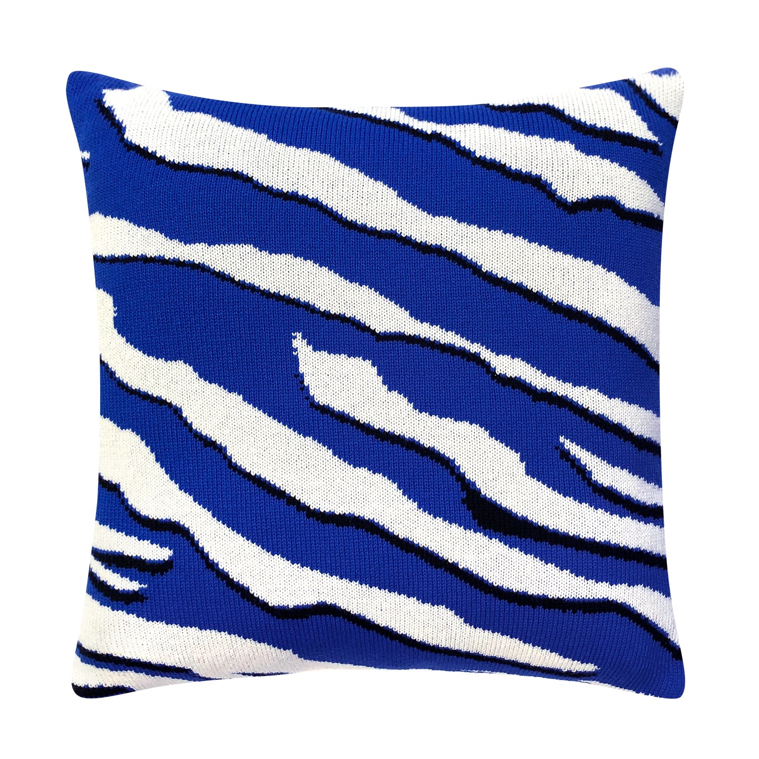 Wild Tiger Wool & Cashmere Knitted Cushion Electric Blue Ingmarson