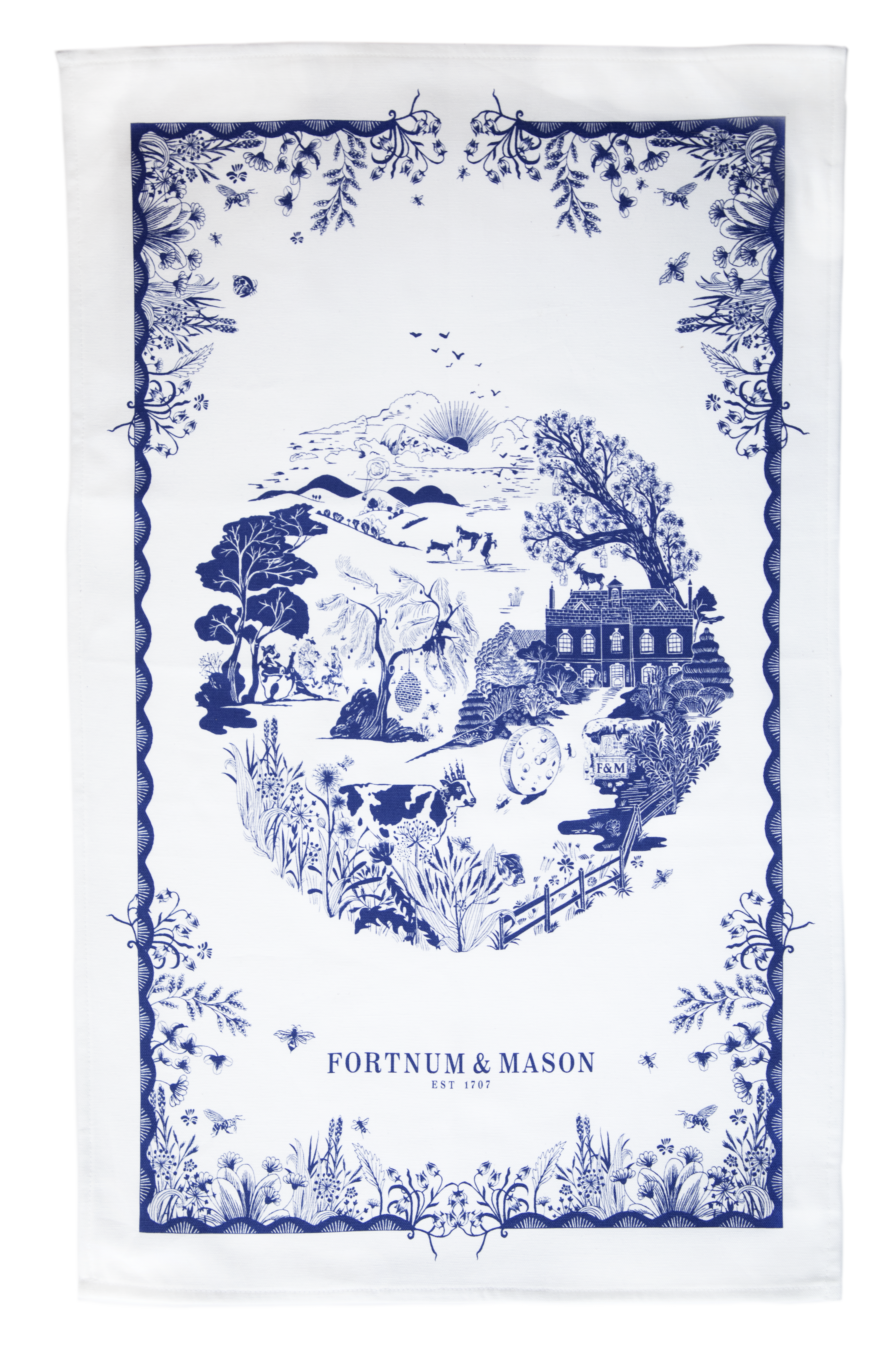 Willow Cheese Tea Towel, 100% Cotton, Fortnum & Mason