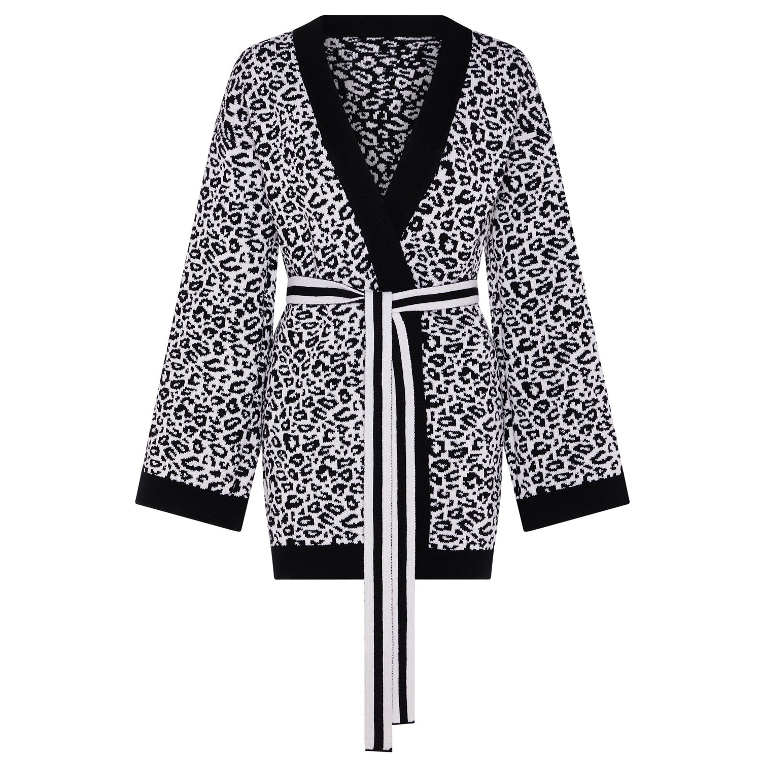 Women's Black / White Leopard Knitted Wool & Cashmere Kimono Black & White Small Ingmarson