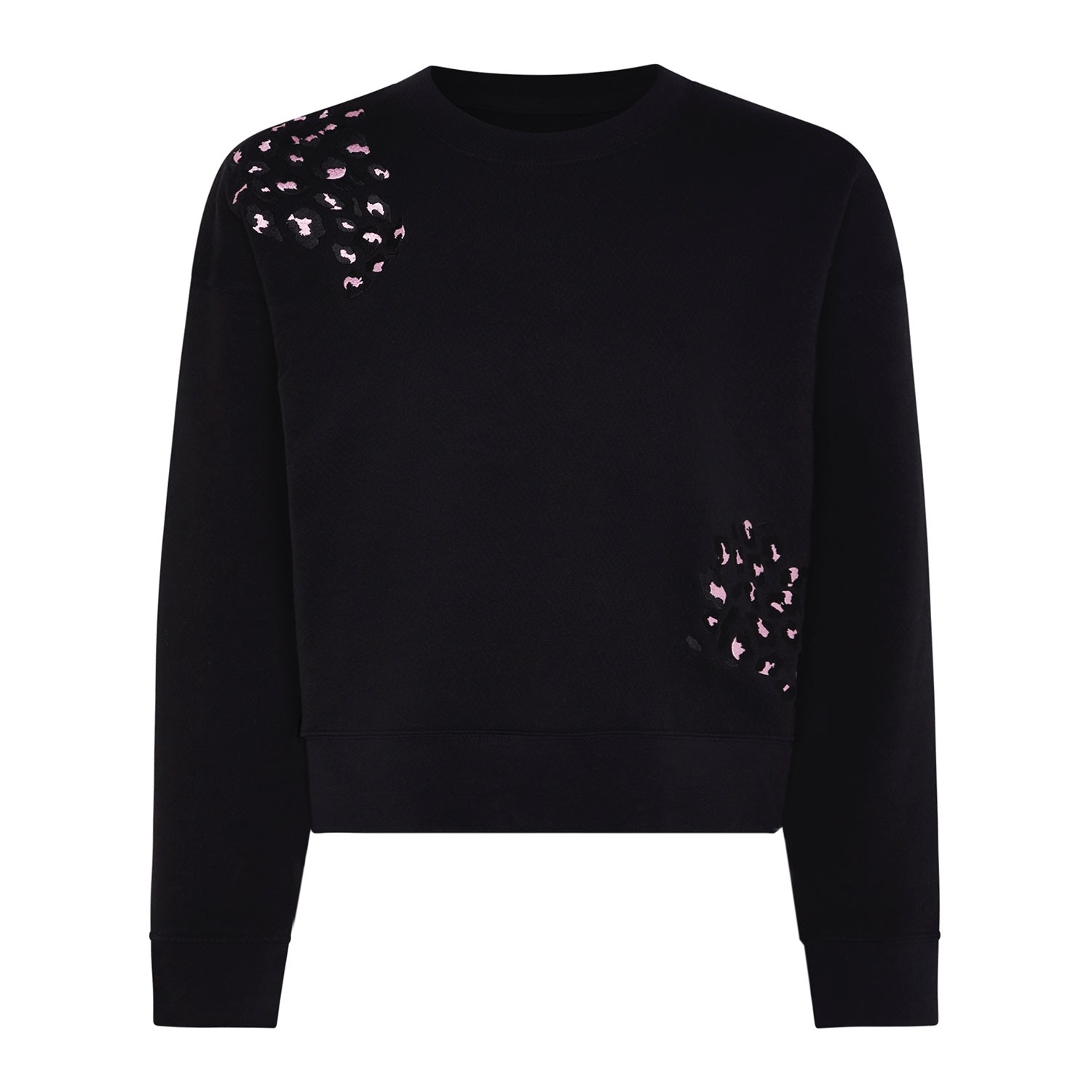 Women's Leopard Embroidered Cropped Sweatshirt Black Small Ingmarson