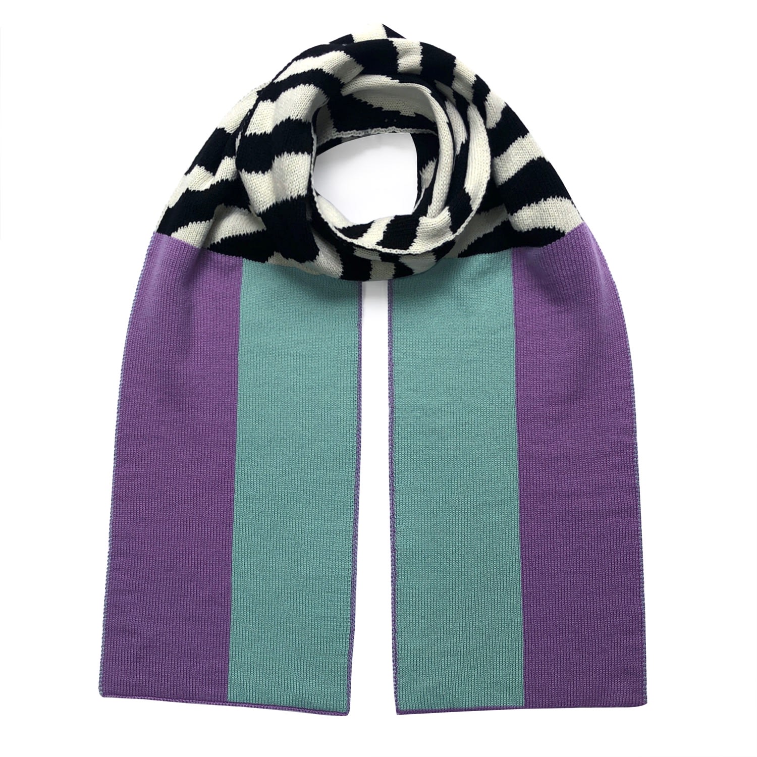 Women's Pink / Purple Shapes & Stripes Wool & Cashmere Scarf Lilac & Turquoise Ingmarson