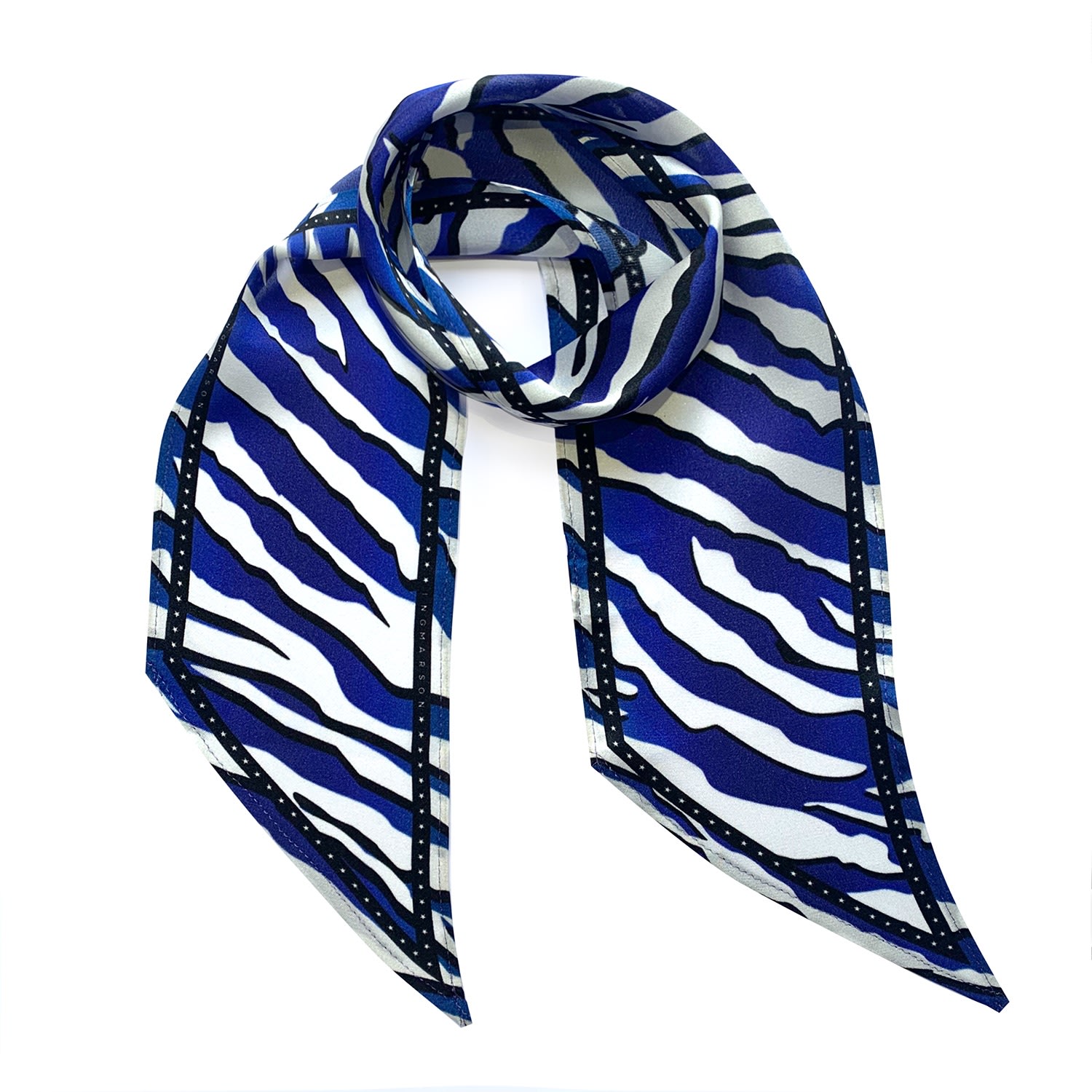 Women's Wild Tiger Silk Neck Scarf Electric Blue Ingmarson