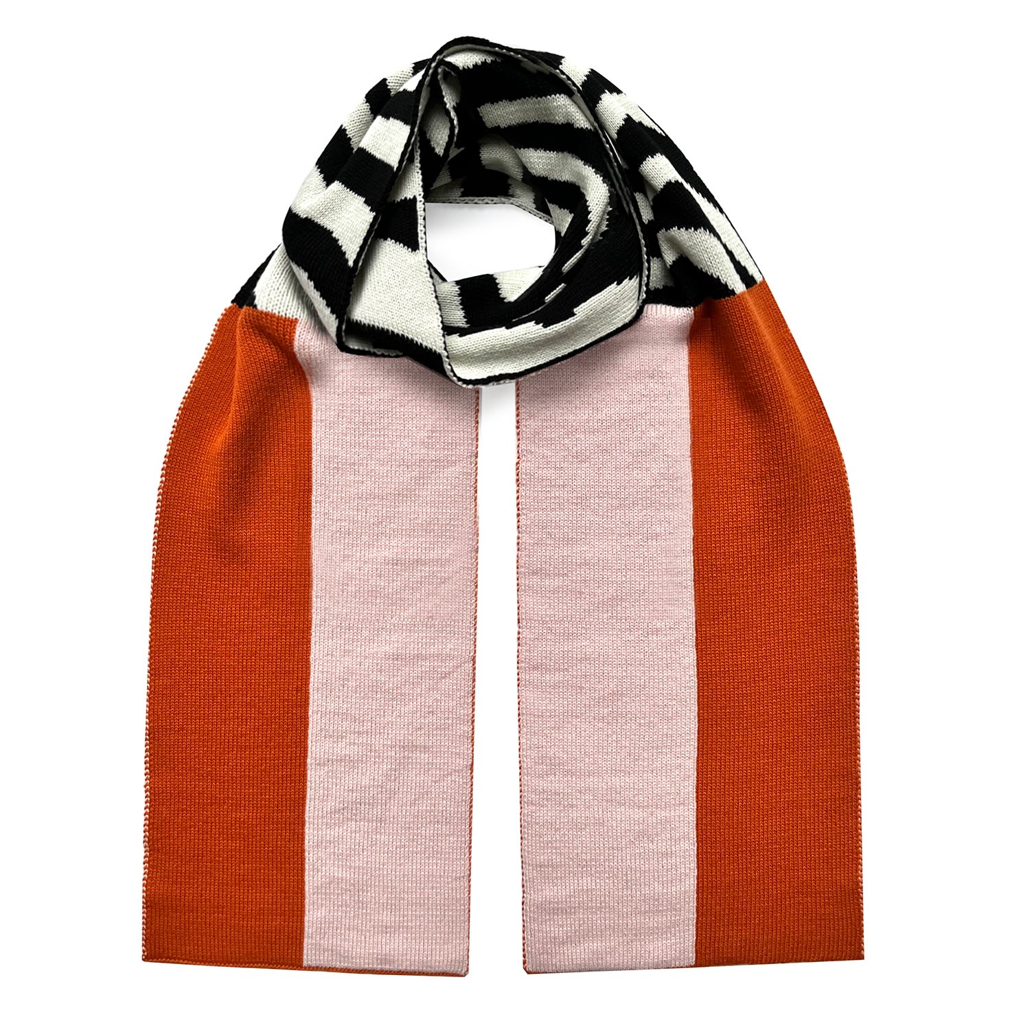 Women's Yellow / Orange Shapes & Stripes Wool & Cashmere Scarf Pink & Orange Ingmarson