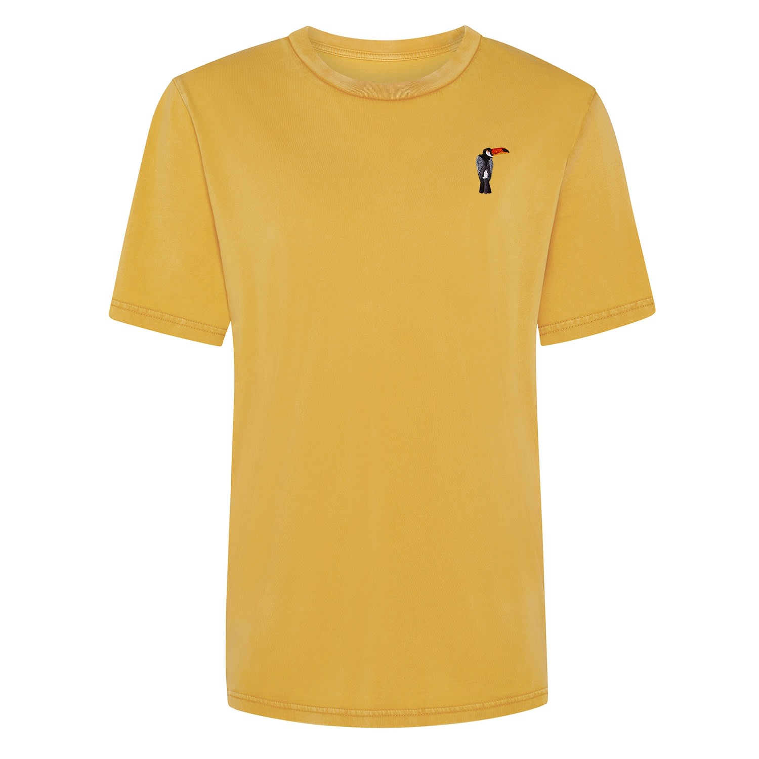 Yellow / Orange Tucan Embroidered Organic Cotton T-Shirt Yellow Men Small Ingmarson