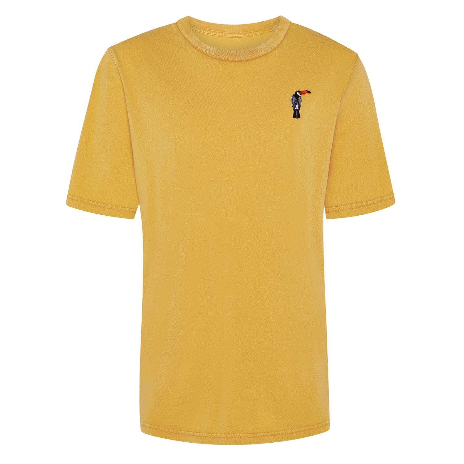 Yellow / Orange Tucan Embroidered Organic Cotton T-Shirt Yellow Women Small Ingmarson