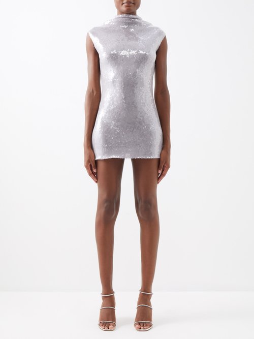 16arlington - Luna Sequinned Sleeveless Mini Dress - Womens - Lilac