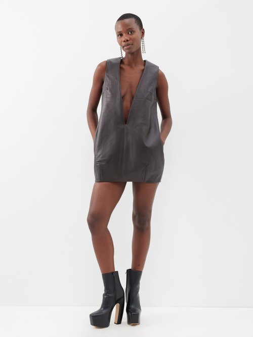 16arlington - Marcella Leather Mini Dress - Womens - Dark Brown