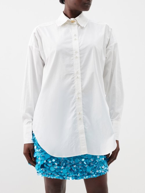 Aje - Kingsford Oversized Cotton-poplin Shirt - Womens - Ivory