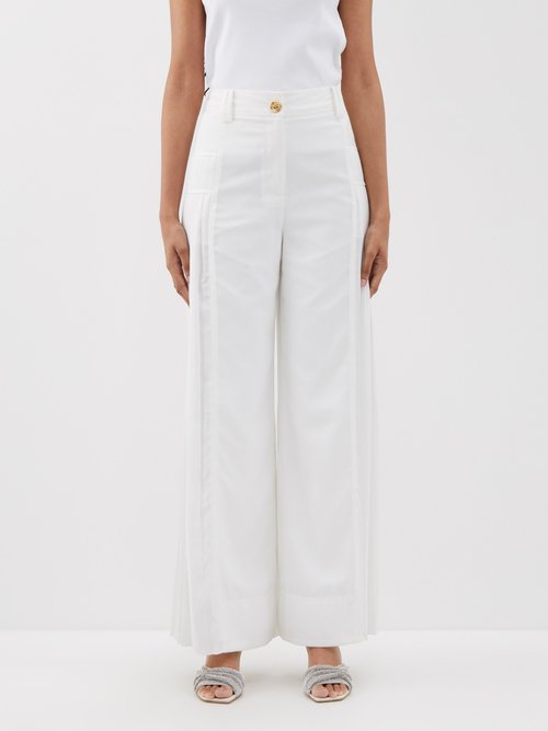Aje - Tranquility Pleated Crepe Wide-leg Trousers - Womens - Ivory