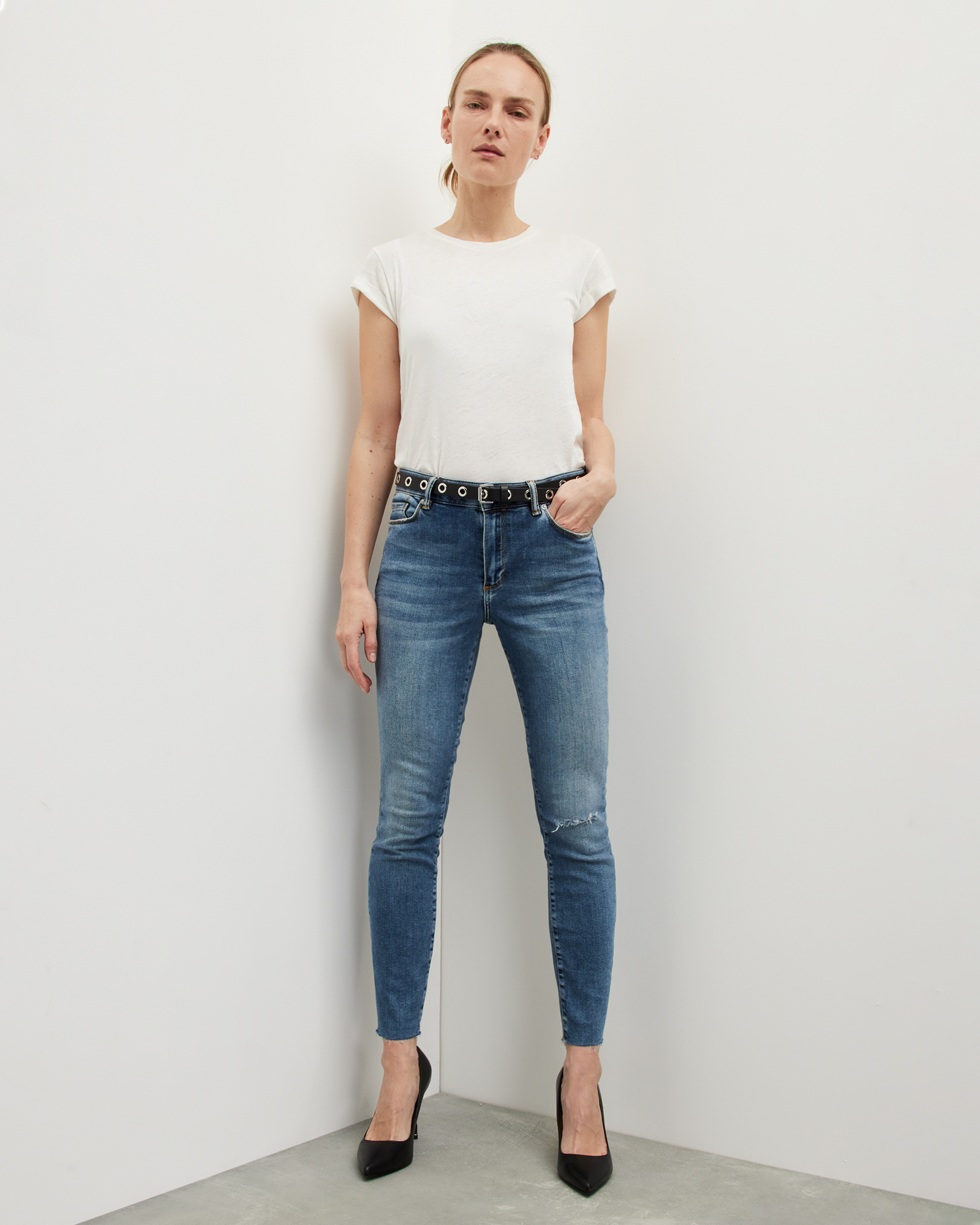 AllSaints Miller Mid-Rise Destroyed Skinny Jeans