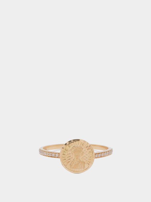 Anissa Kermiche - Louise D'or 18kt Gold & Diamond Ring - Womens - Gold