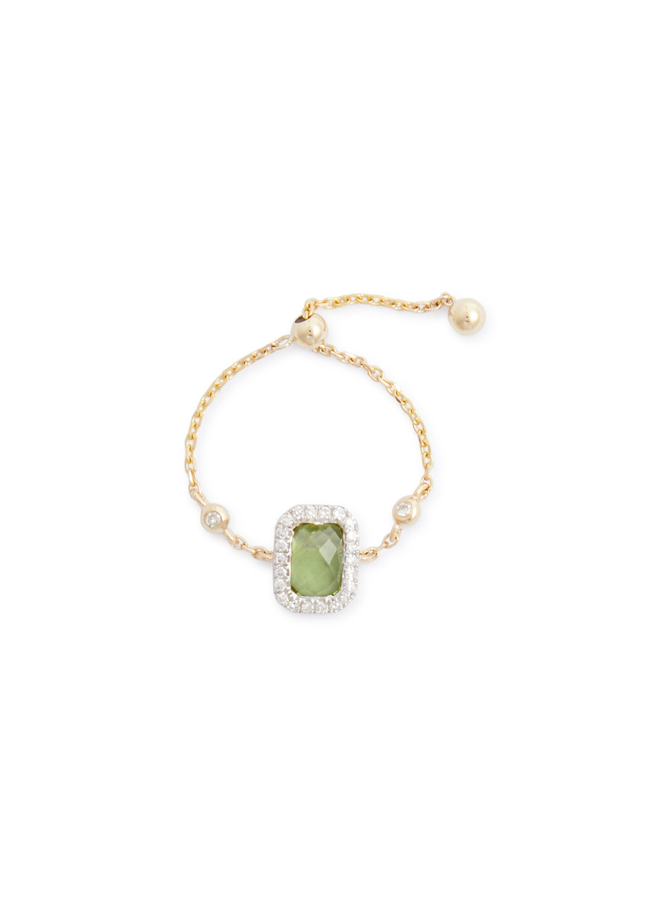 Anissa Kermiche Peridot Embellished 14kt Gold Ring - Light Green