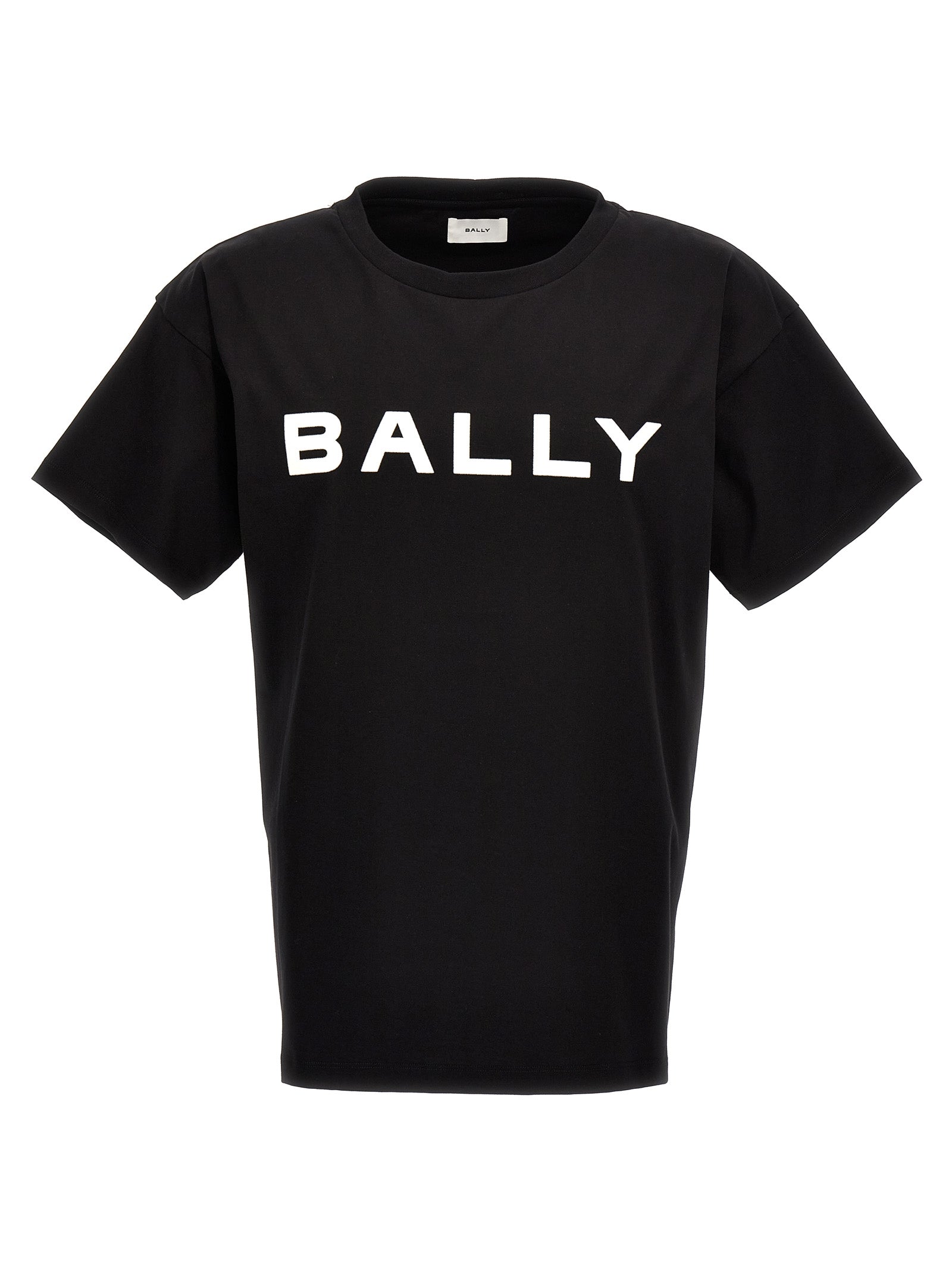 Bally-Flocked Logo T Shirt Nero-Uomo