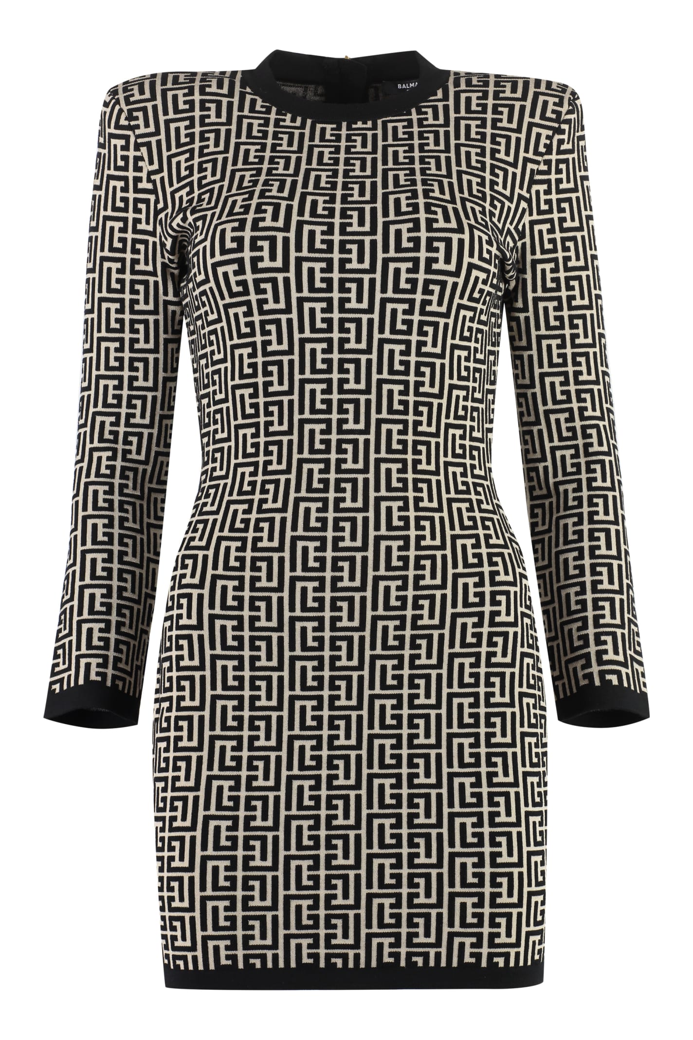 Balmain Geometric Jacquard Wool Dress