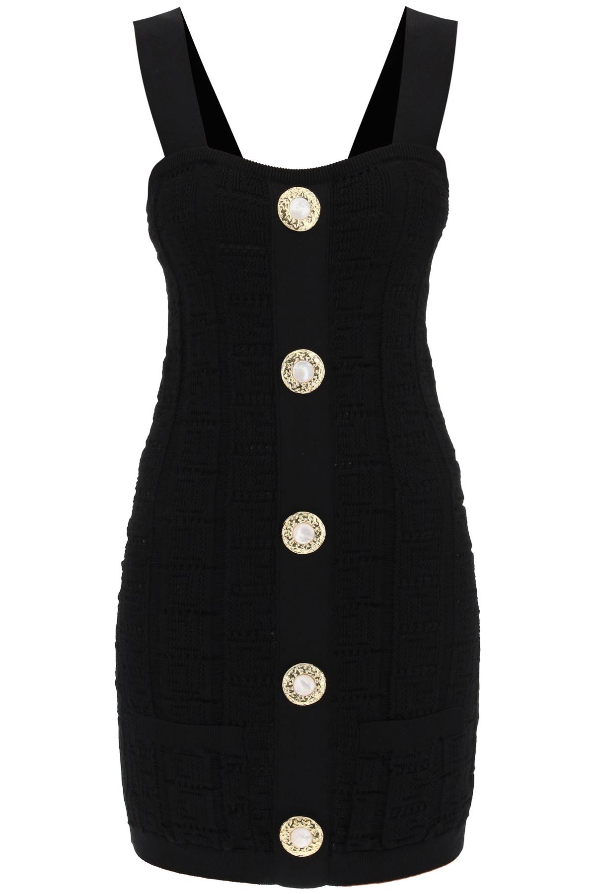 Balmain Knitted Mini Dress With Jewel Buttons