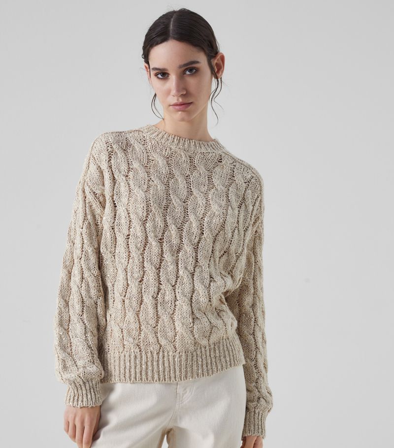 Brunello Cucinelli Silk-Blend Cable-Knit Sweater