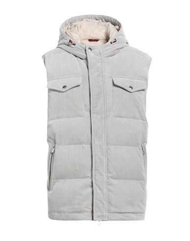 Brunello Cucinelli Woman Down jacket Light grey Size M Cotton, Cashmere, Elastane