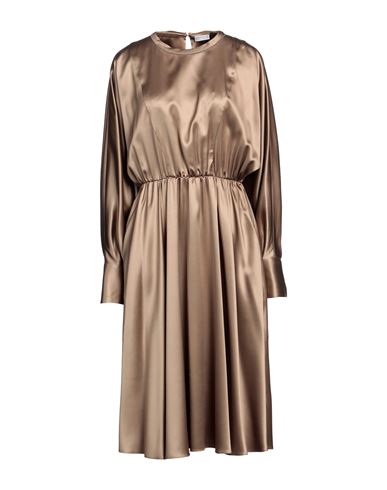 Brunello Cucinelli Woman Midi dress Bronze Size M Silk, Elastane, Brass