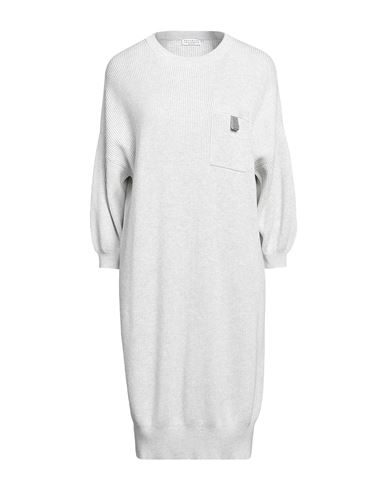 Brunello Cucinelli Woman Short dress Light grey Size XXL Cotton, Brass