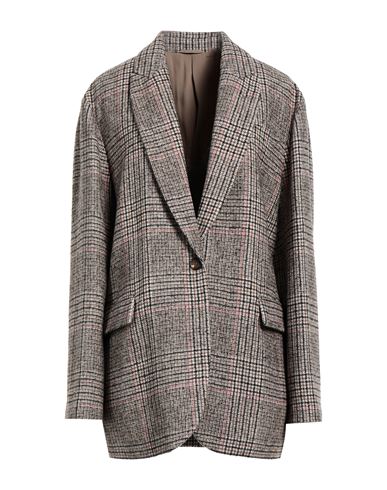 Brunello Cucinelli Woman Suit jacket Brown Size 14 Wool, Alpaca wool, Polyamide, Brass