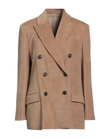 Brunello Cucinelli Woman Suit jacket Camel Size 4 Viscose, Brass