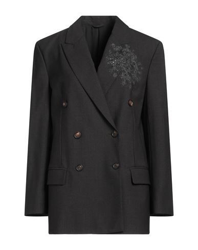 Brunello Cucinelli Woman Suit jacket Steel grey Size 6 Virgin Wool, Polyamide, Elastane