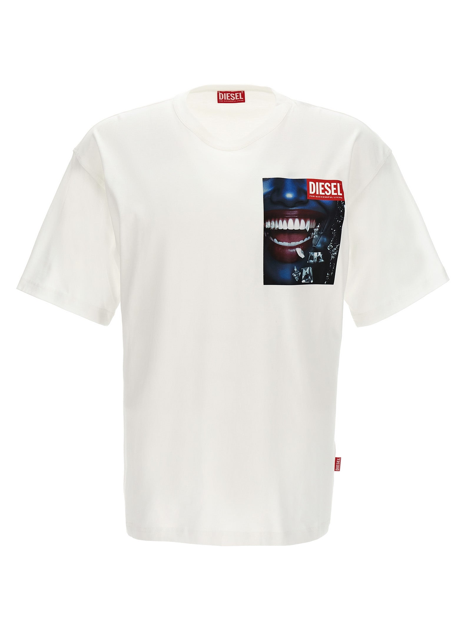 Diesel-T-Nabel-Face T Shirt Bianco-Uomo