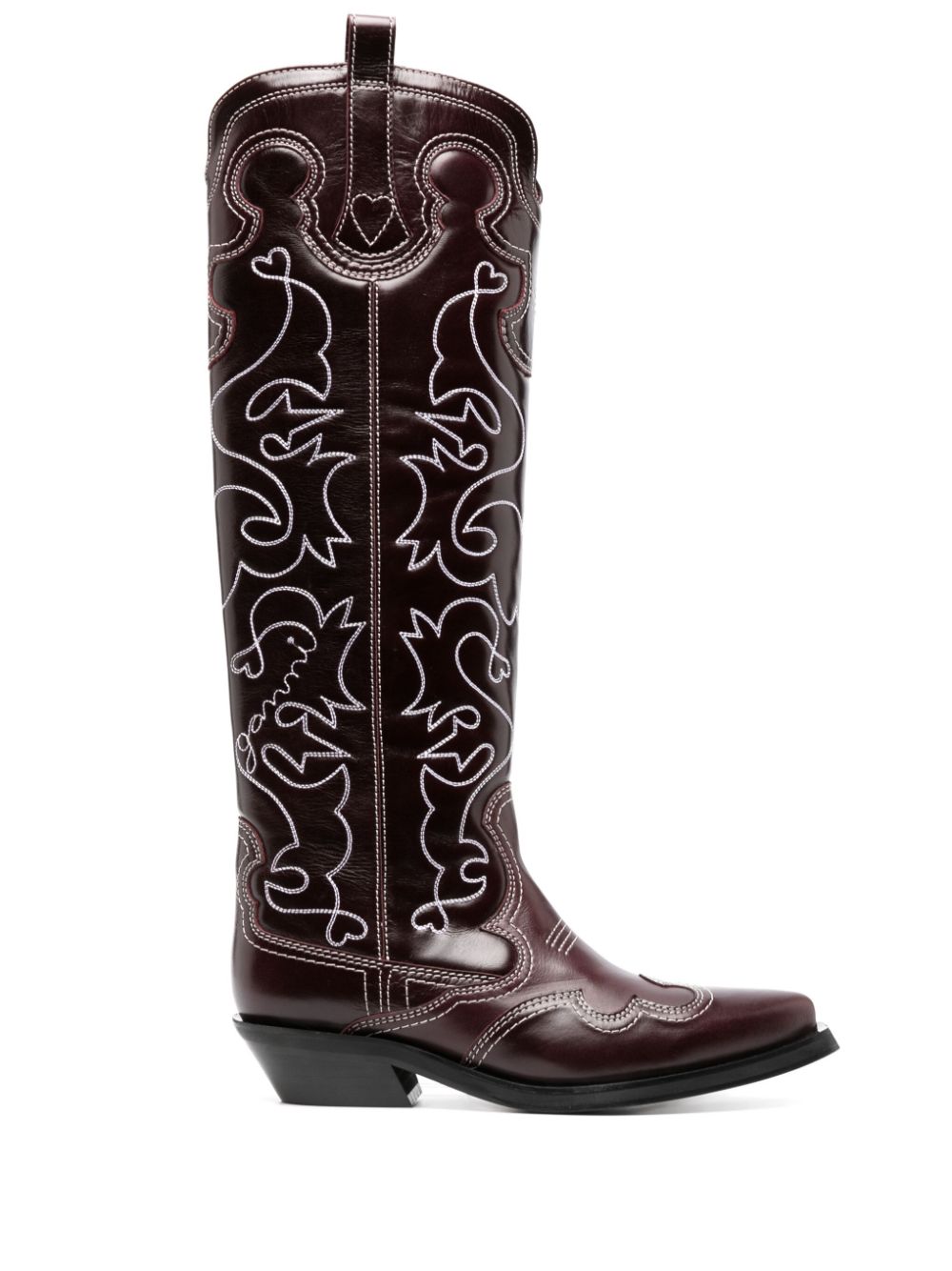 GANNI 40mm knee-high western boots - Red
