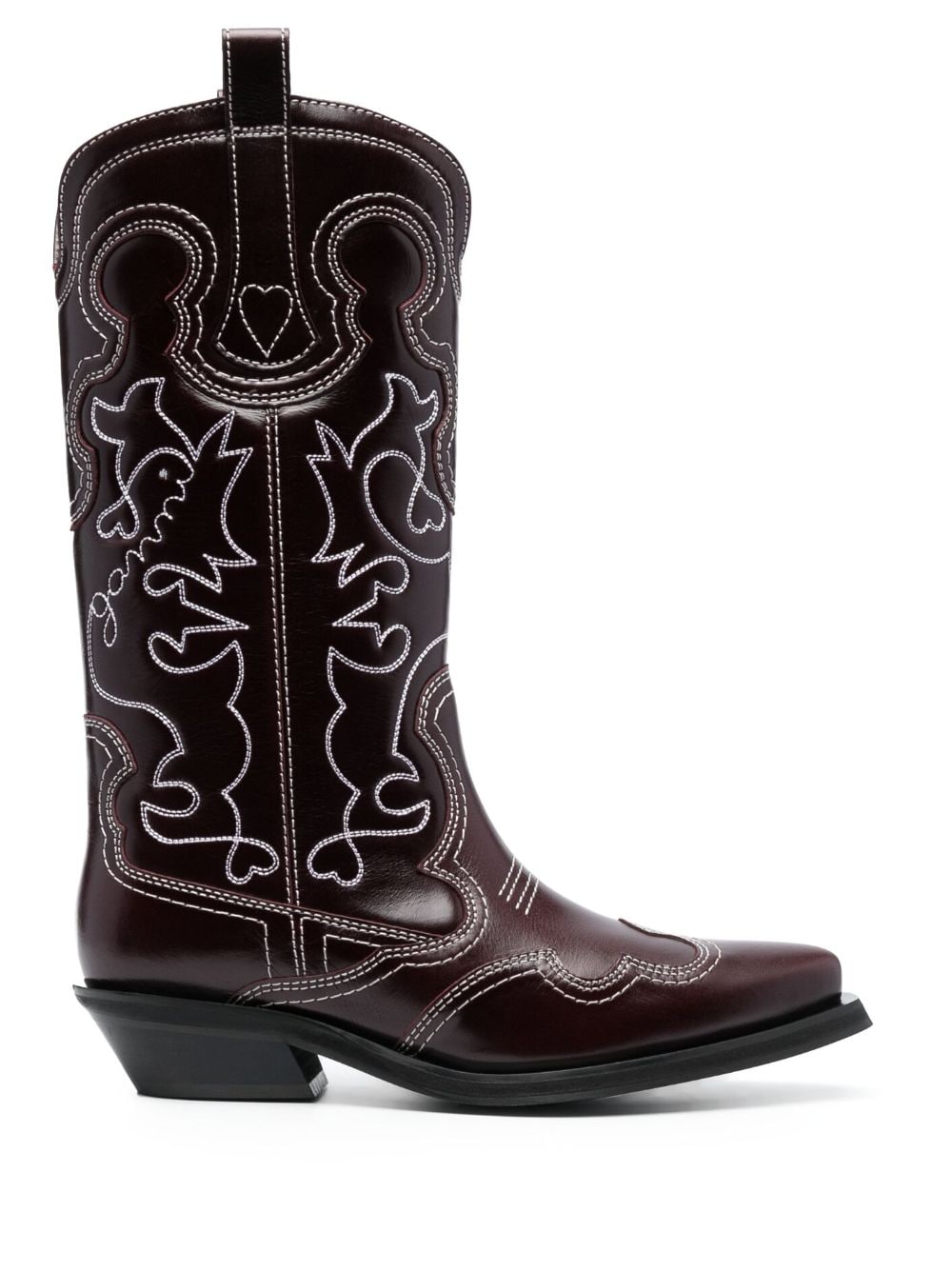 GANNI 40mm mid-calf western boots - Red