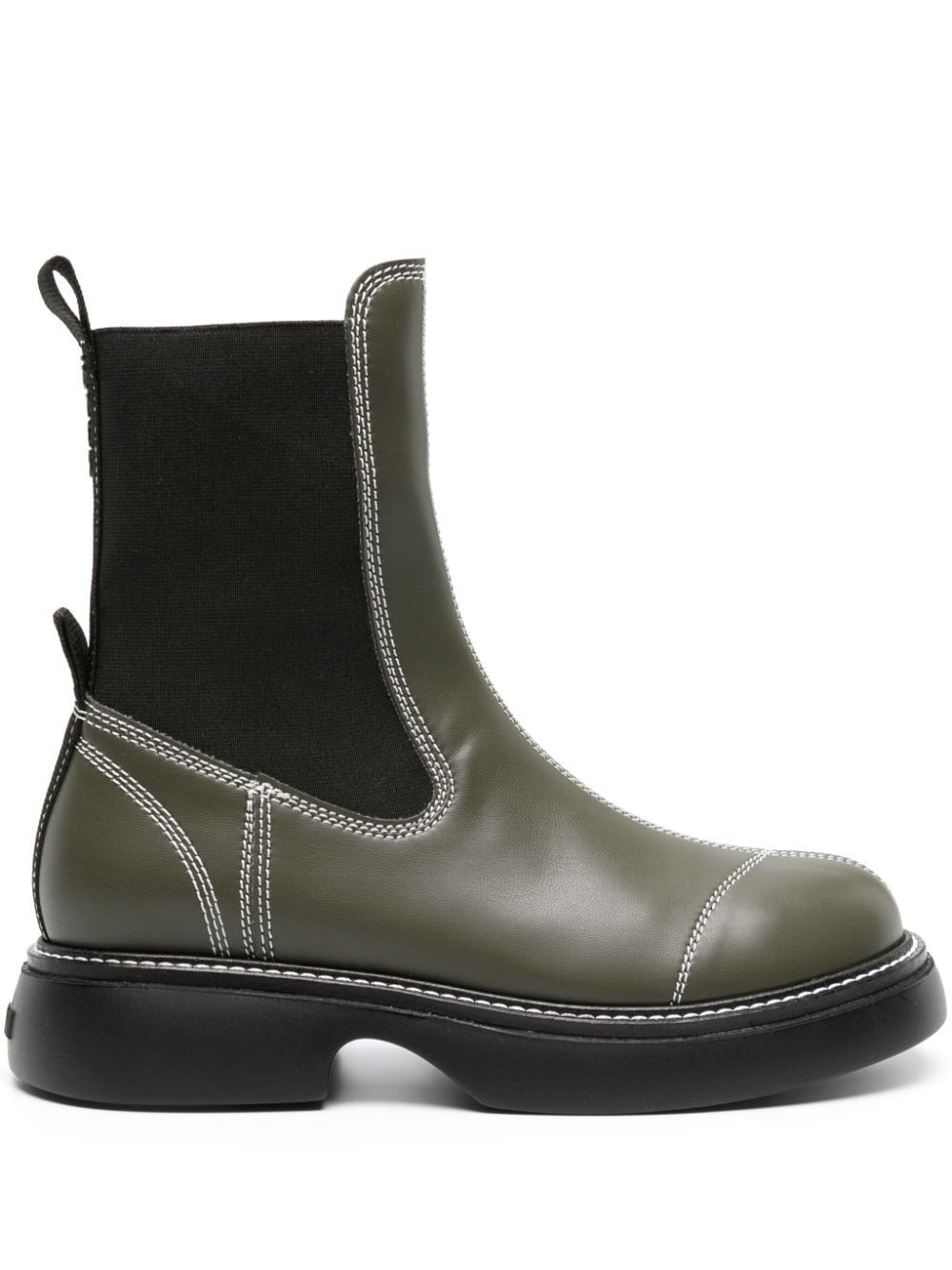 GANNI Everyday leather Chelsea boots - Green