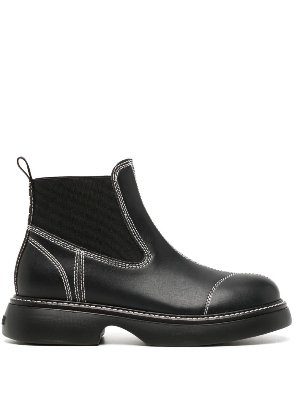 GANNI contrast-stitching leather boots - Black
