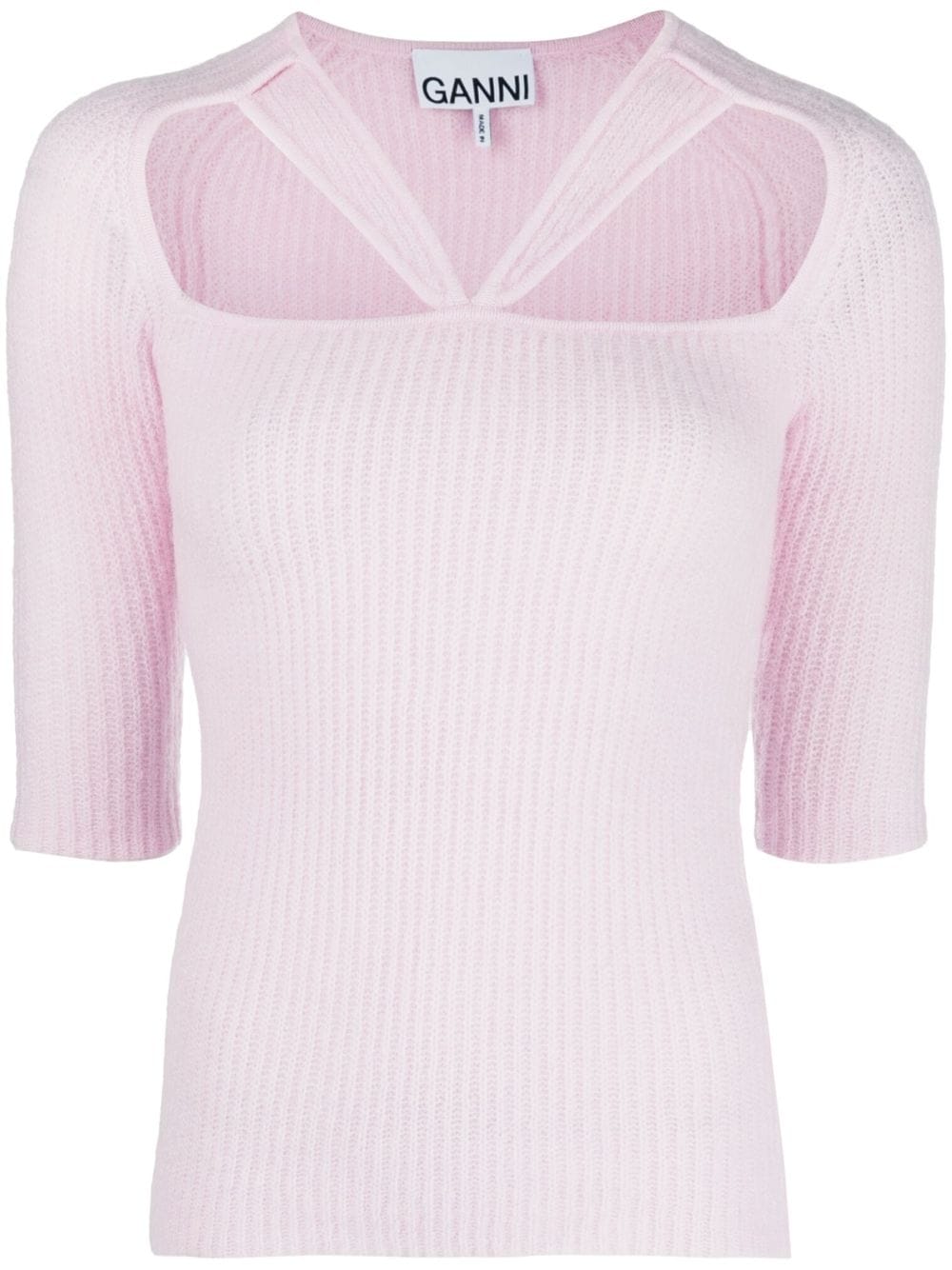 GANNI cut-out detail knitted top - Pink