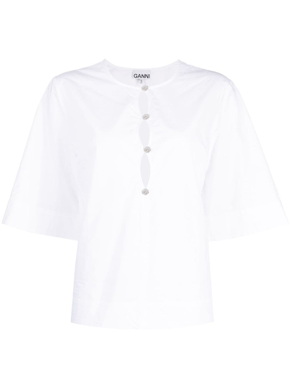 GANNI cut-out poplin blouse - White