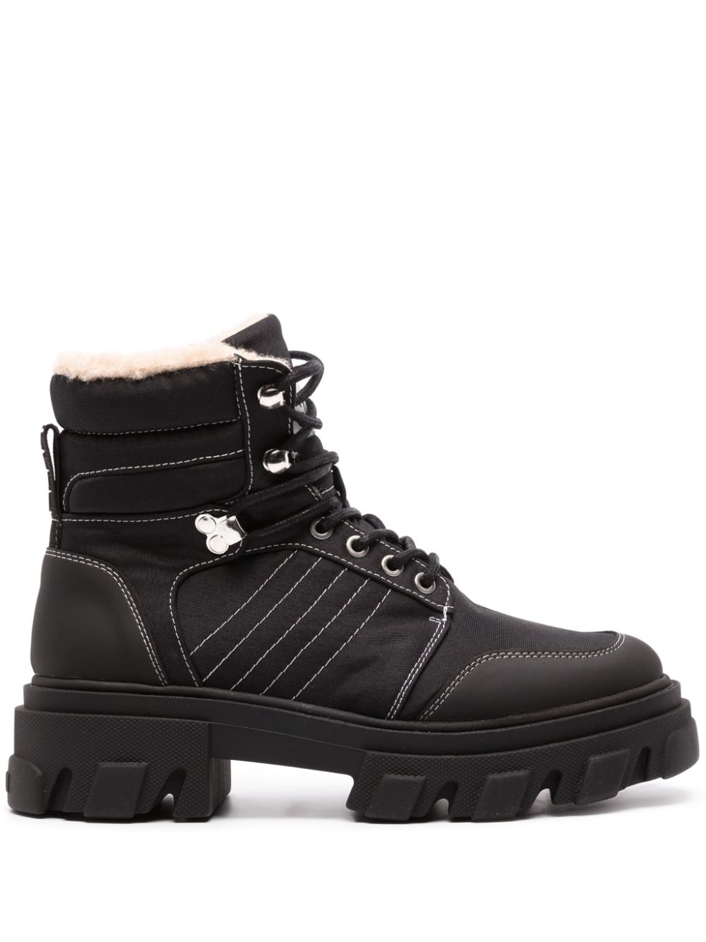 GANNI faux-shearling-lined hiking boots - Black