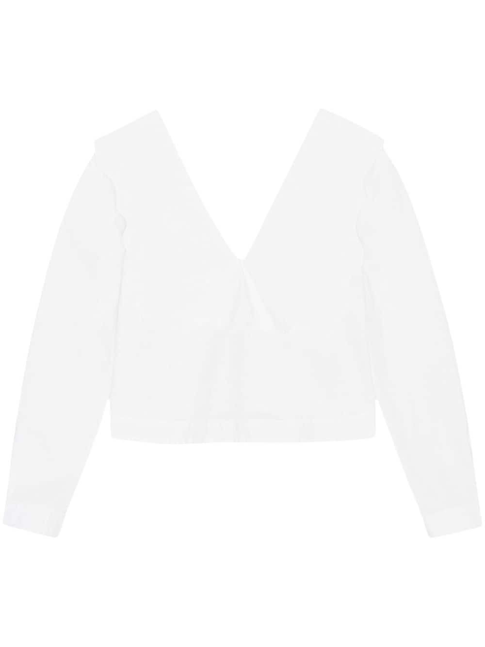 GANNI scallop-collar organic cotton blouse - White