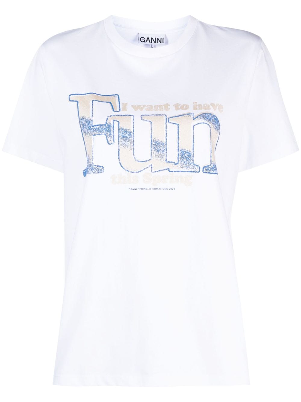 GANNI slogan-print cotton T-shirt - White